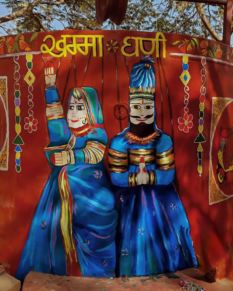 Painted Rajasthani kathputli puppet sculptures